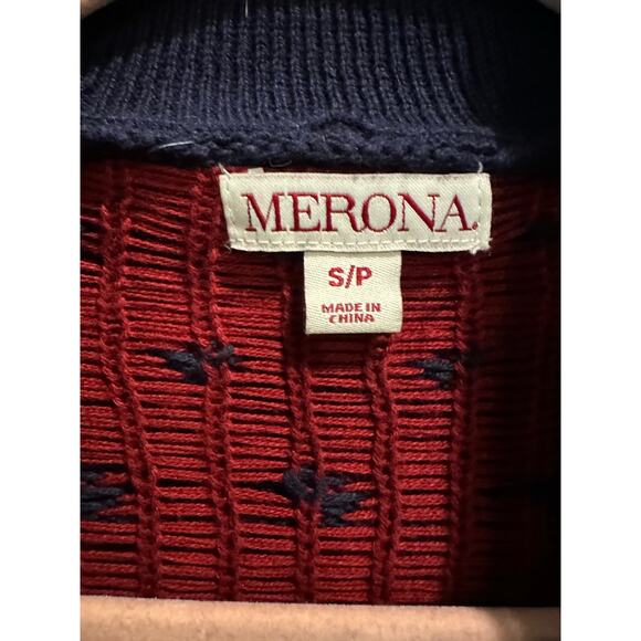 Merona 100% Cotton Navy Red Polka Dot Heritage Preppy Shawl Collar Cardigan - Picture 9 of 10